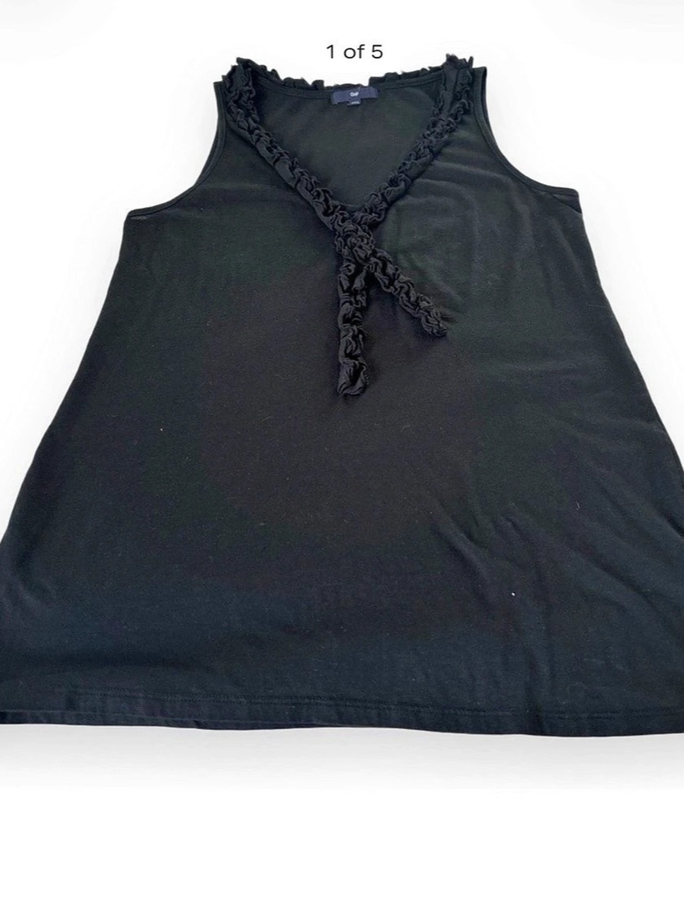 Gap Black Ruffle Neck Tank Top Size S